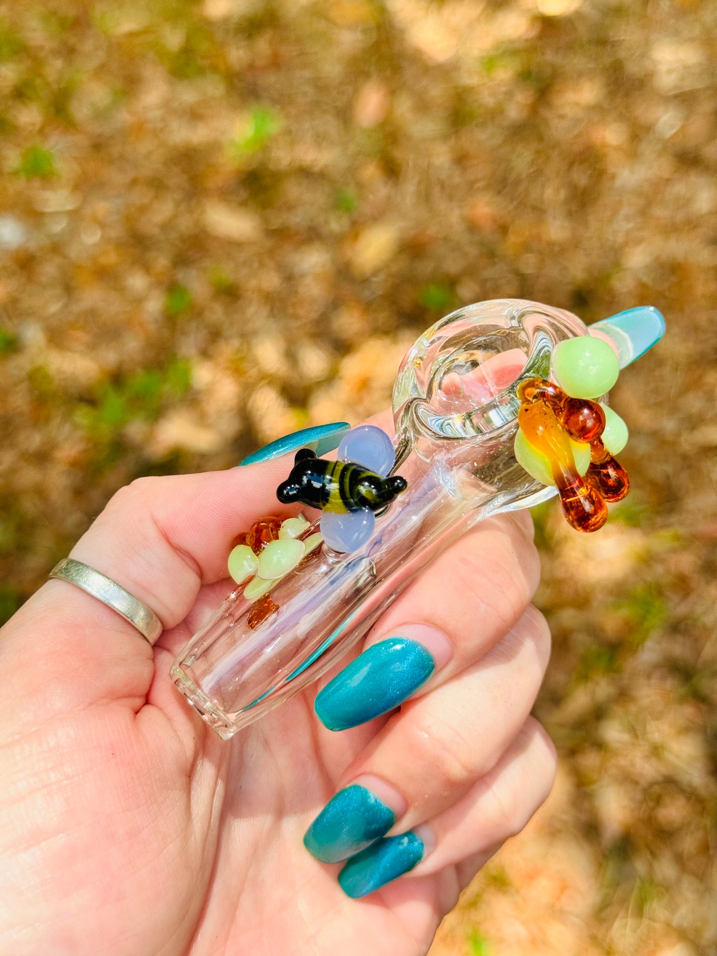 Bee spoon with honey drips