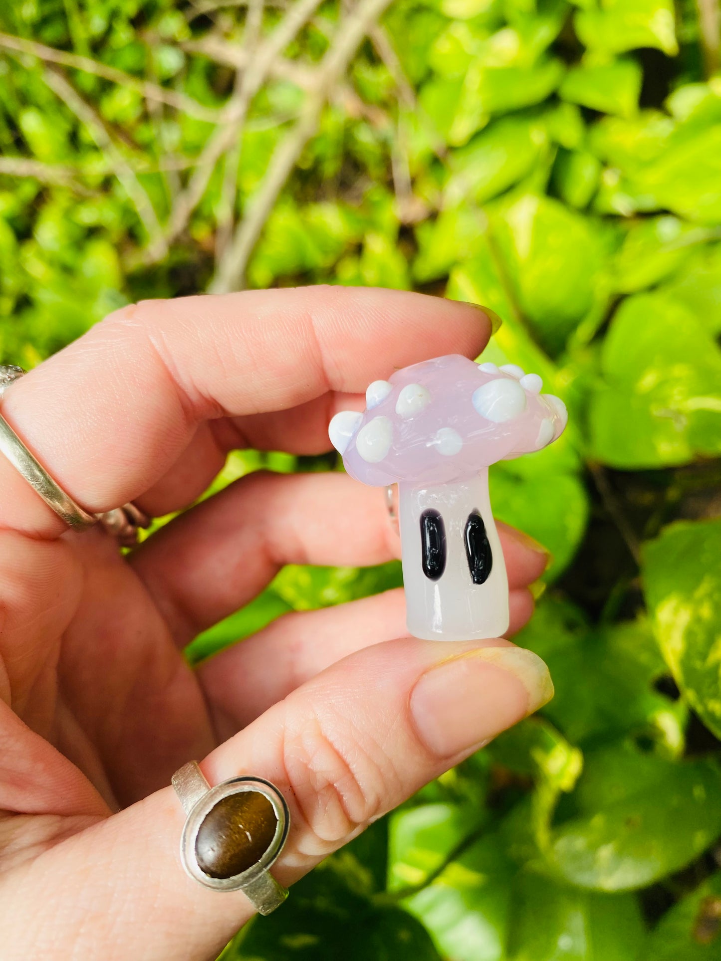Mushroom sculpted pendant/ finger saver/ glass filter tip