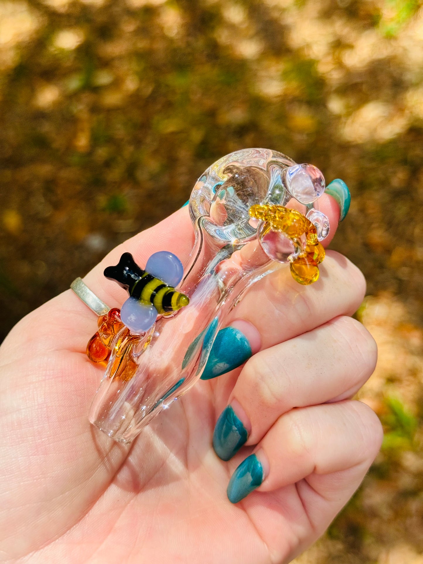 Bee spoon with honey drips