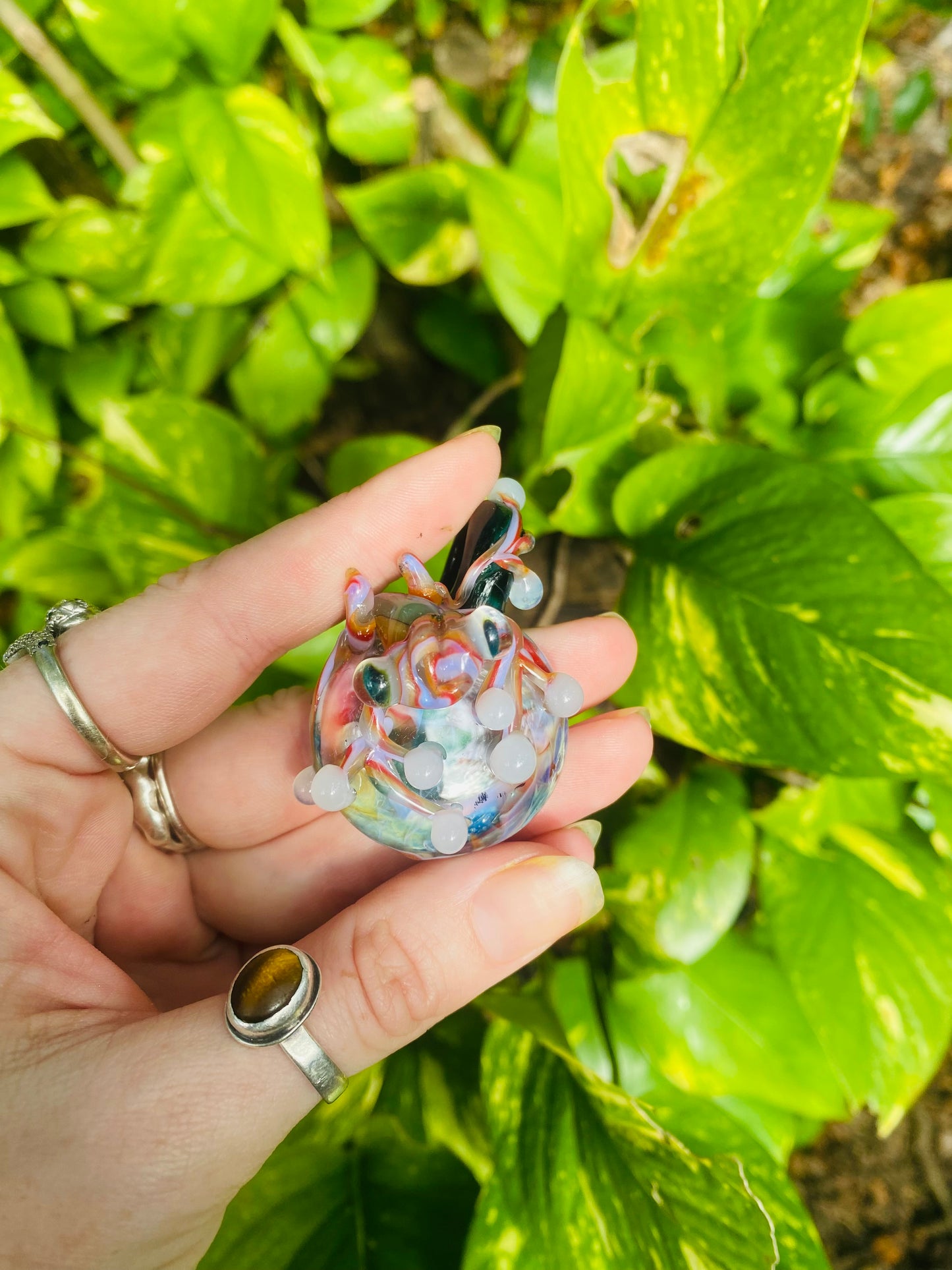 Frog on a galaxy pendant