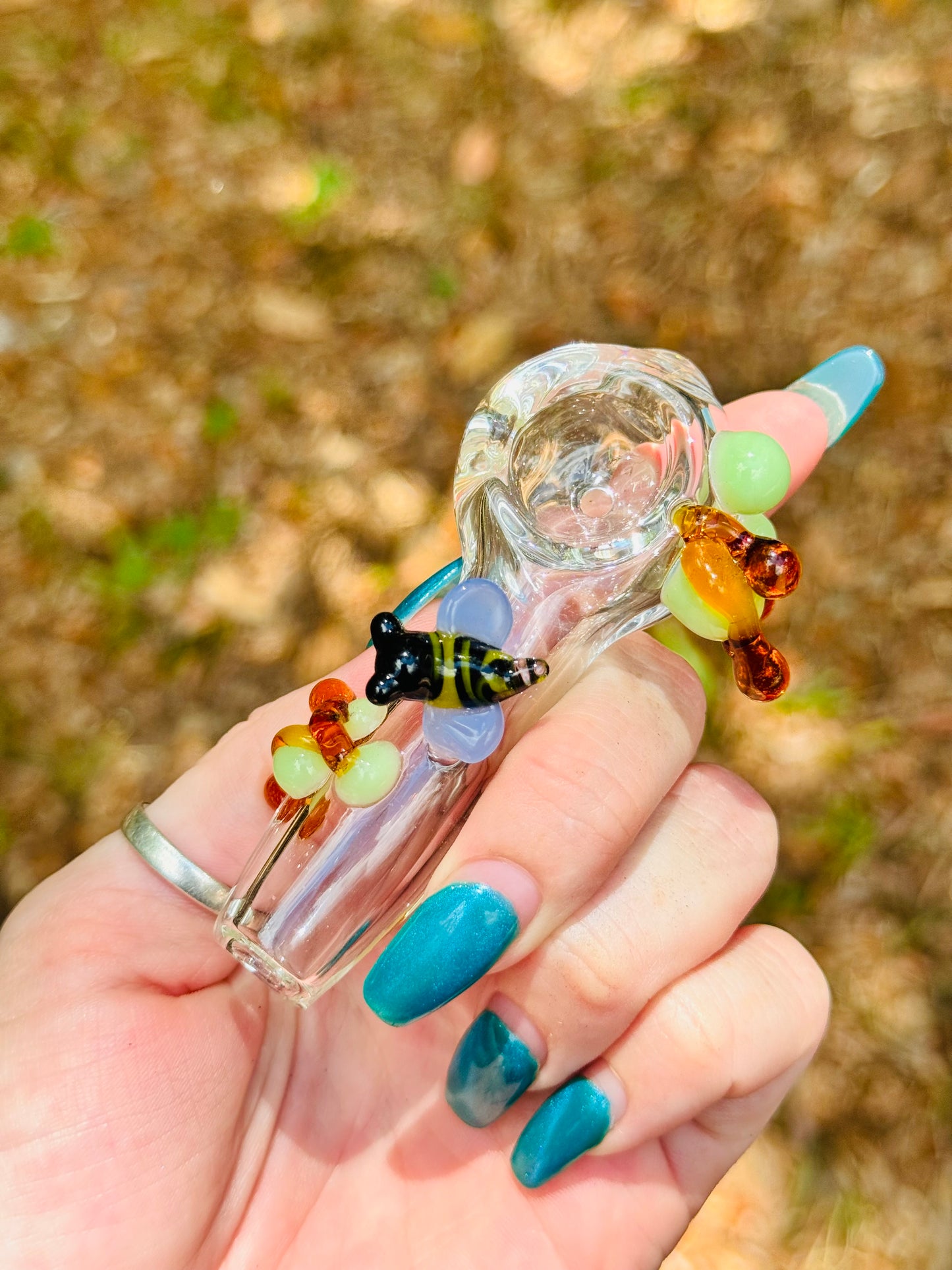 Bee spoon with honey drips