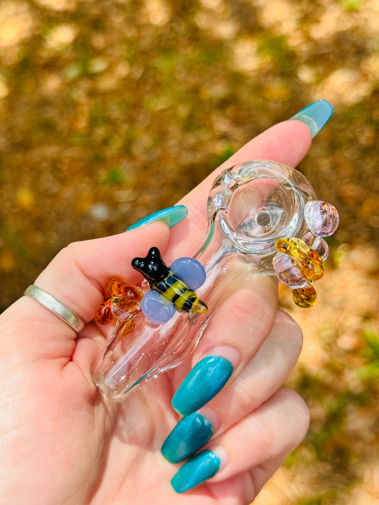Bee spoon with honey drips
